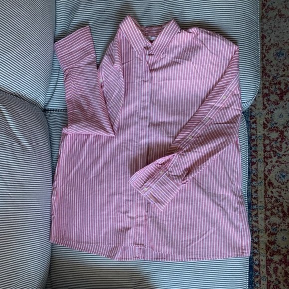 Zara Pink Striped Button Down Shirt - Picture 7 of 7